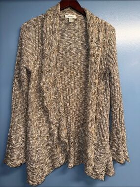 Dress Barn Taupe Marled Open-Front Cable Cardigan